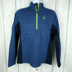 Spyder Men's Long Sleeve Outbound Mid Weight 1/4 Zip Pullover Medium Blue Black